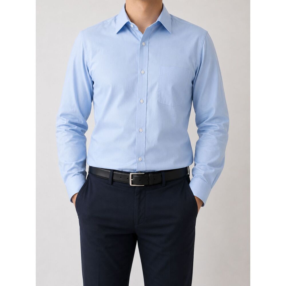 George Men’s Light Blue Classic Fit Dress Shirt Size L 42-44 Long Sleeve